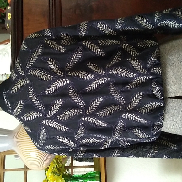 Zara Embroidered Leaf Semi-Sheer Lightweight Bomber Jacket - Picture 6 of 14